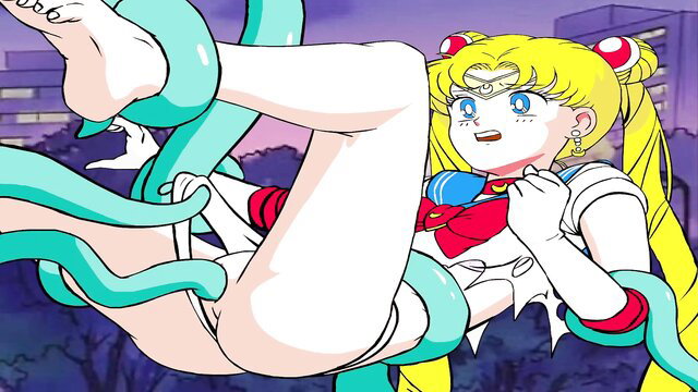 Sailor Moon tentacle hentai: blonde anime girl bound and groped by slimy tentacles