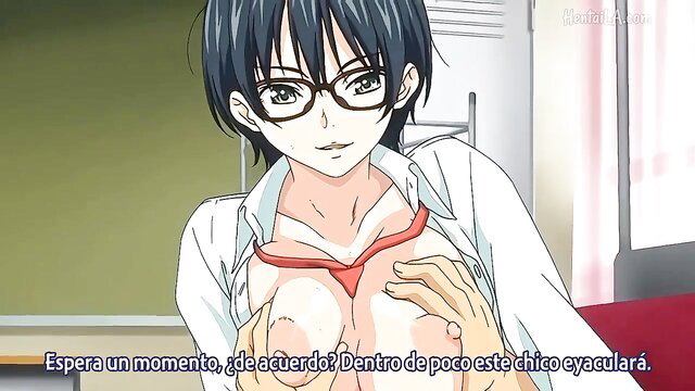 Glasses anime teacher with huge tits unbuttoned shirt hentai thumbnail