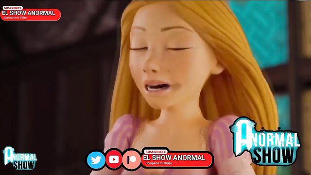 Disney Rapunzel cosplay milf giving oral with cum, Spanish