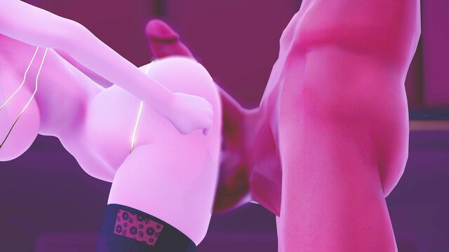 Anime hentai girl in micro bikini grabbing thick cock closeup