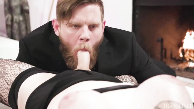 Blake Lovely trans girl with bearded man fingering her ass