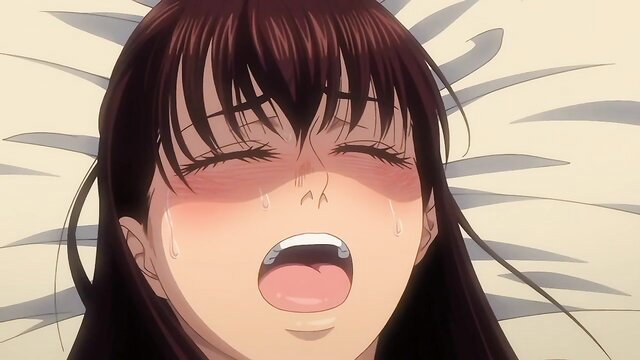 Hentai mom ahegao face closeup, tears and drool in gangbang ecstasy