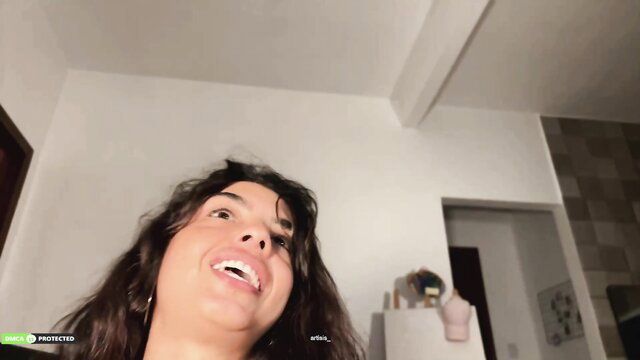 Artisis_ Brazilian camgirl smiling tease with big boobs, erotic feet show