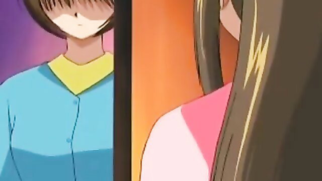 Cute anime teens in school uniforms, one tied up bondage style