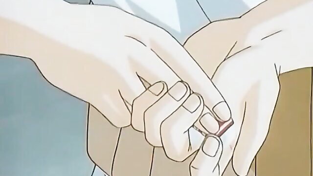 Anime hands pinning redhead in lesbian hentai fight scene