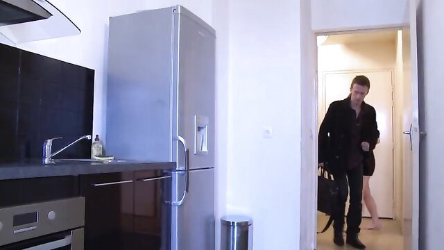 Valentine Chevalier redhead in kitchen with man, amateur anal tease