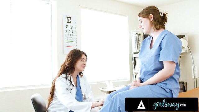 Chloe Surreal as Gynecologist Examines Busty Intern's Breasts