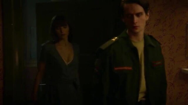 Jennifer Lawrence in sexy dress with military man - Red Sparrow nude scene