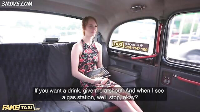 Ariela Donovan redhead in taxi dress asks for drink stop