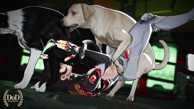 Peni Parker gangbanged by dogs in public beastiality scene