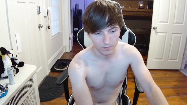 Pandapen athletic twink uncut gay jerkoff PMV solo nude webcam