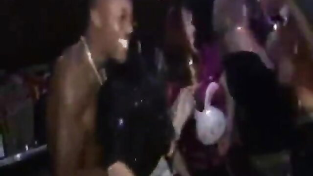 Hot juicy black girls twerking with strippers at wild party