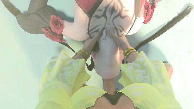 Futa Josie with tiger face mask gropes Eliza Ibarra's face in POV