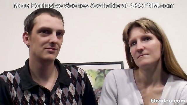 German MILF and guy smiling clothed in BB Video thumbnail