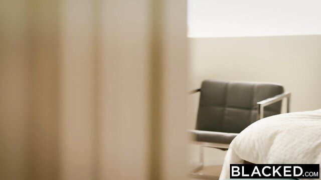 Blonde babe Goldie in hotel room, first big black cock tease Blacked