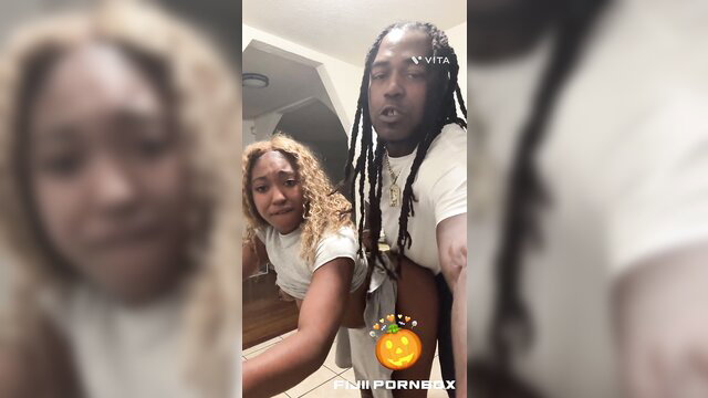 Black college roommates with big cock discovery tease in white outfits