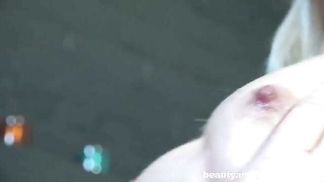 Blonde girl's smooth shaved pussy fucked by old man dick closeup