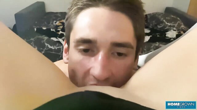 POV closeup of man eating shaved pussy from amateur Homegrown Video