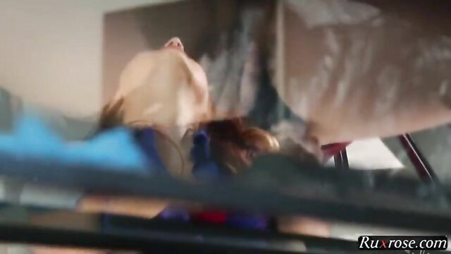 Jayme Langford and Karlie Montana examine wet pussy closeup