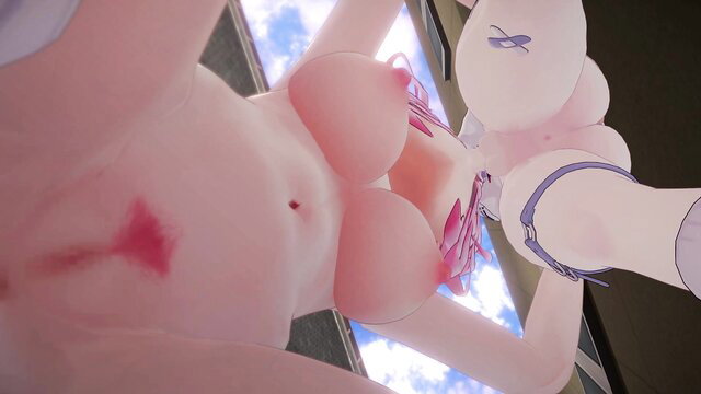 Chocolat-chan topless outdoor balloon sex doll tease, huge tits upskirt