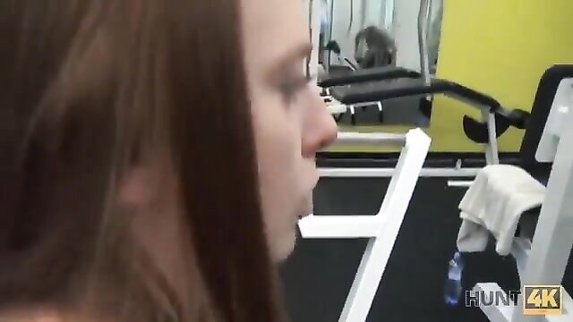 Brunette gym girl side profile closeup, cheating sex temptation