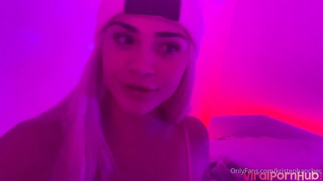 Kristen Hancher teen shows petite figure in tank top, talking to fans OnlyFans