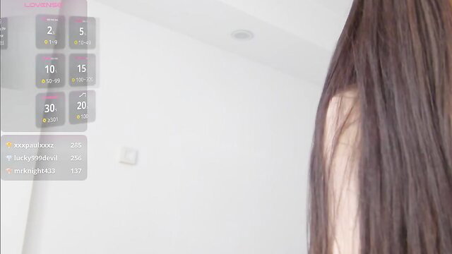 Skinny Chaturbate model dollyvega side profile in pink lingerie