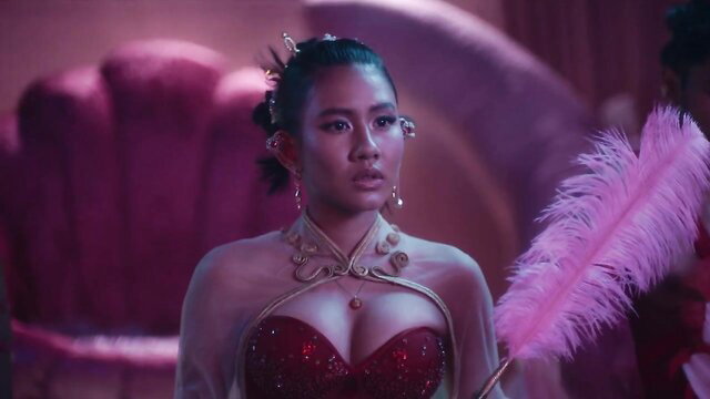 Shenina Cinnamon nude tits in Dear David 2023 sexy red dress