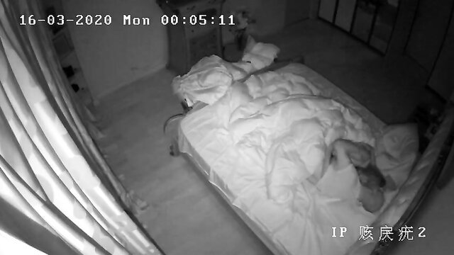 Blurry hidden cam captures Romanian couple fucking in bed
