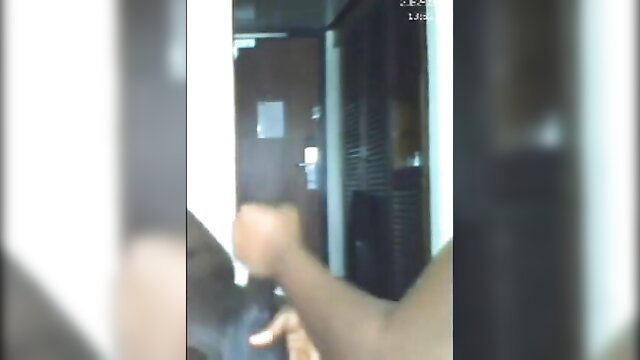 Hotel maid gives handjob to guest closeup