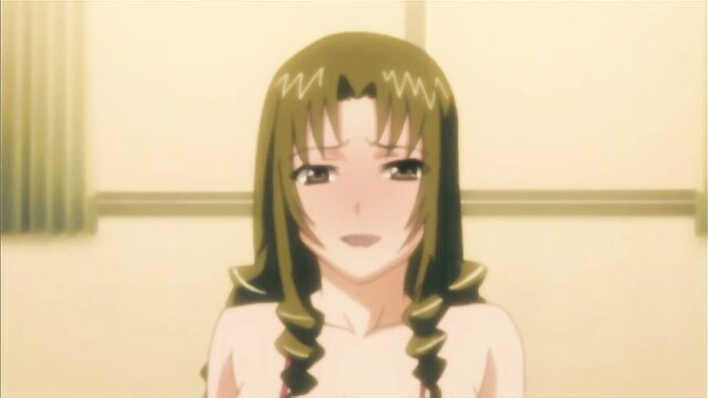 Breasty anime MILF with long wavy green hair nude closeup