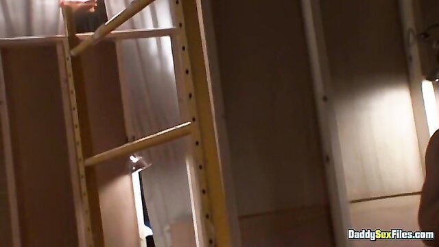 Trans couple fucking on ladder at construction site