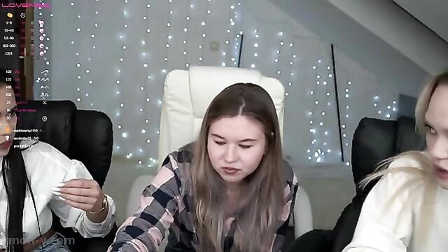 Anabel054 and hot friends in sexy webcam chat, plaid top tease