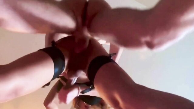 Stunning fit shemale blondie rammed hard and creampied by men