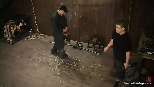 Amber Rayne caged, Rain DeGrey and Ariel X in BDSM kink scene