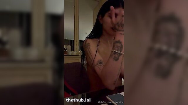 Mia Khalifa nude in hotel room flashing tits and tattoos