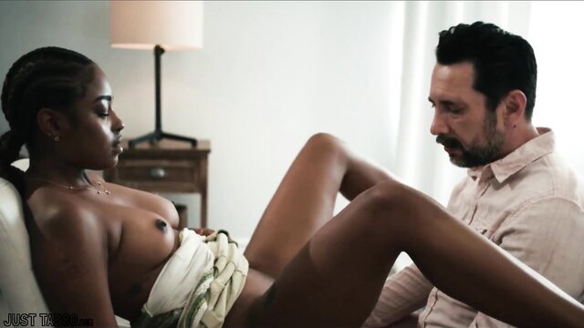 Destiny Mira naked with legs spread for stepdad in taboo scene