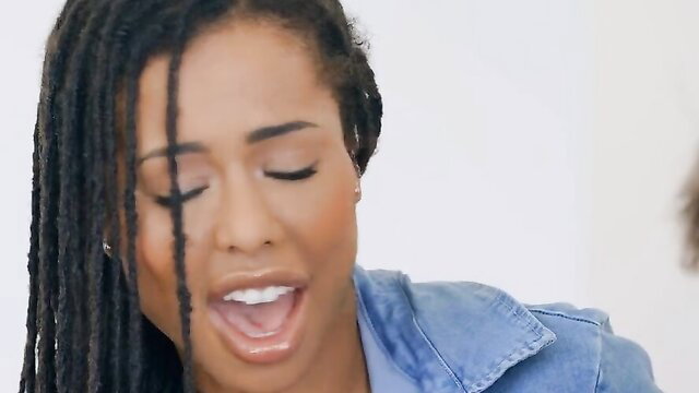 Kira Noir ebony beauty smiling seductively in hot porn video