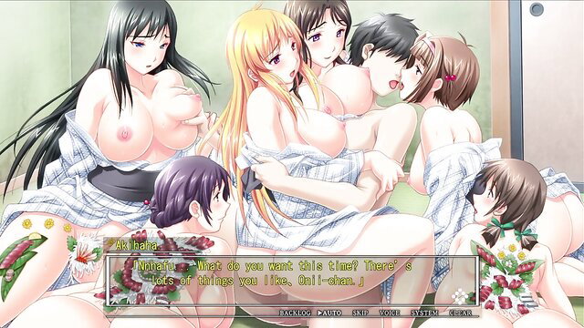 Big-titted anime girls in steamy JAV group fondle orgy scene