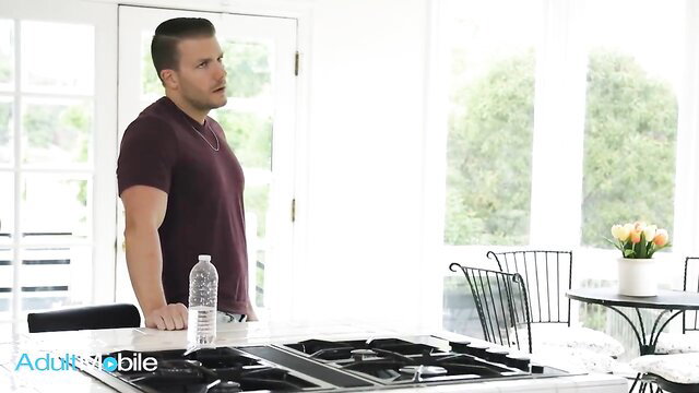 Hot Codey Steele shirtless in kitchen, Scarlett Sage video thumbnail