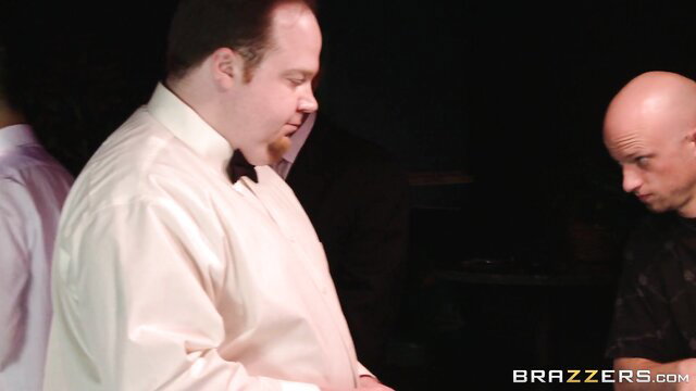 Gina Lynn in PornstarsLikeItBig with suited bald men cumshot scene