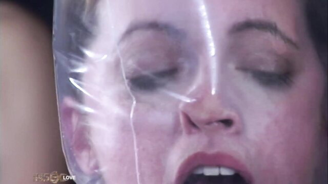 Mystic Molly in plastic hood bondage, eyes closed ecstasy, Insex remastered