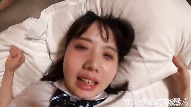 Cute Japanese schoolgirl deflowered raw, tight pussy creaming in ecstasy