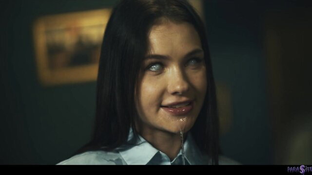 Octokuro closeup with glossy lips and drool in wet shirt