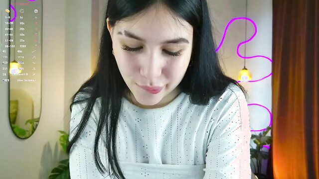 Lollytease closeup tease in Chaturbate show, pretty Asian amateur face