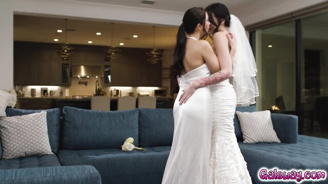 Annie Charlotte as Melissa & Charlotte in tender lesbian wedding kiss