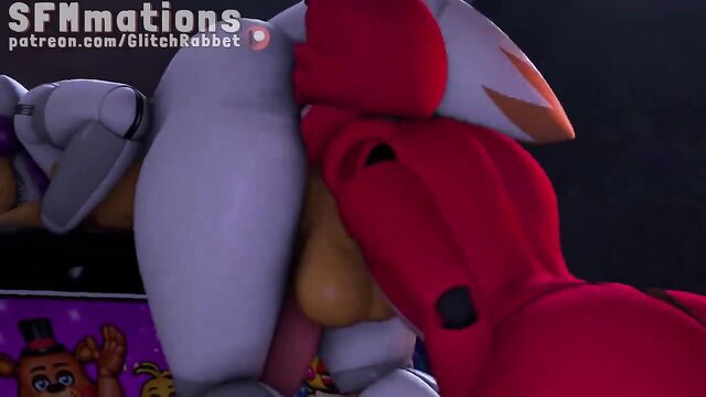 Femboi fox Lolbit sucks Foxy's cock in furry femboy oral scene