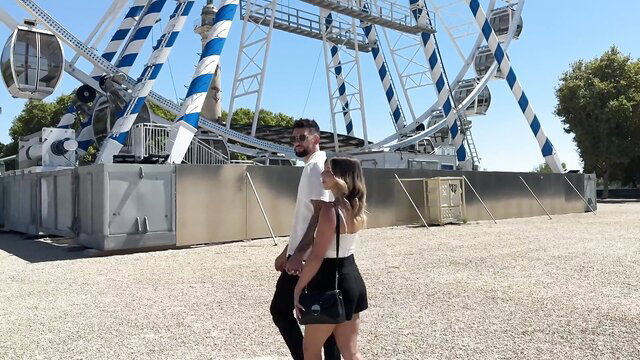 Ambre 28yo Bordeaux nurse walks with BF by Ferris wheel