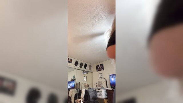 Blurry amateur fart video thumbnail of pale woman in bedroom