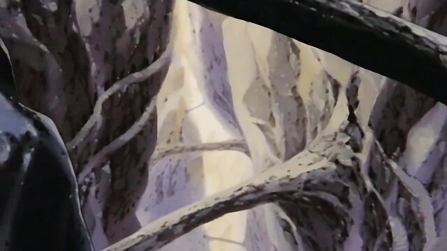 Dragon Knight Ep.3 hentai fantasy girl in shiny black latex among glowing trees